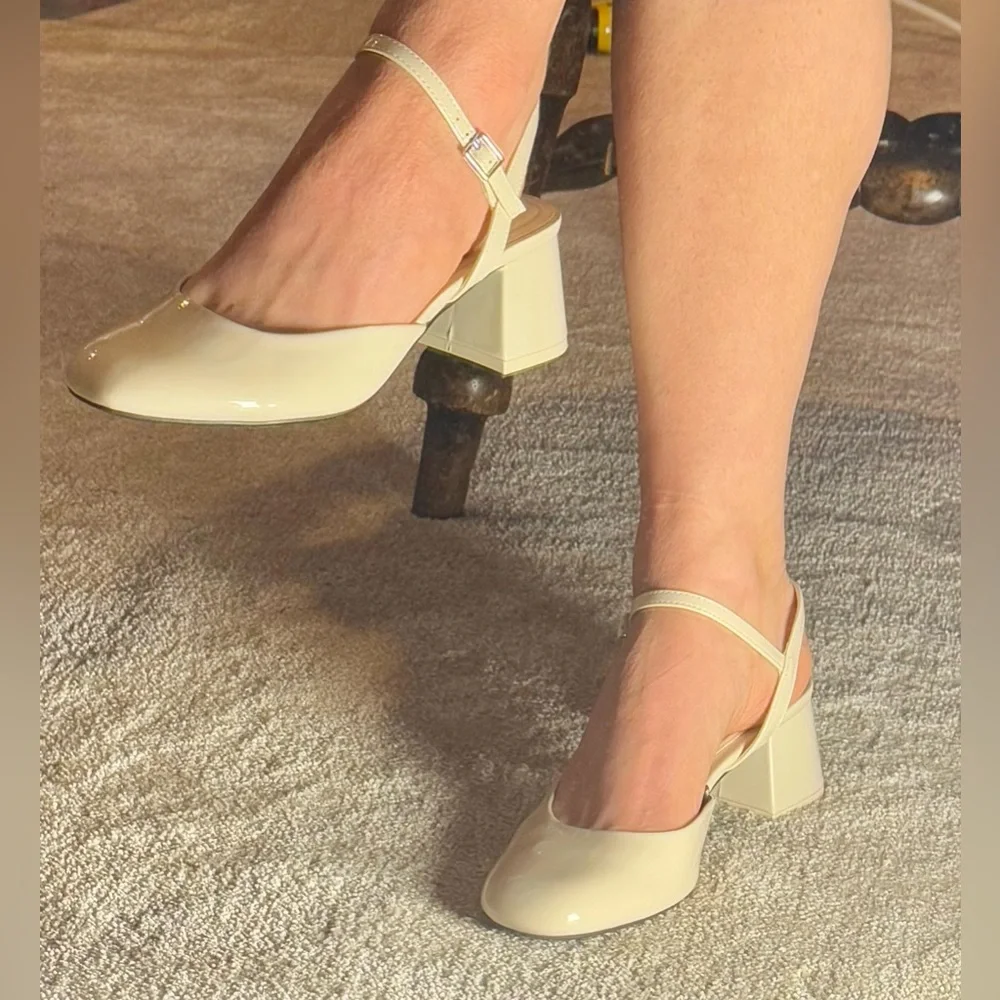 Zara size 40 faux patent sling back block heels - Picture 4 of 4